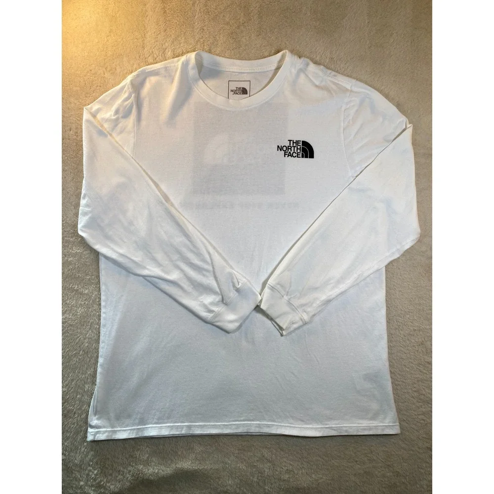 The North Face Shirt Men's XL White Crew Neck Long Sleeve Graphic Tee Cotton